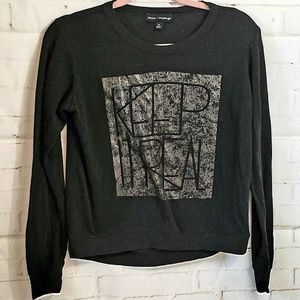 MASON & MACKENZIE "KEEP IT REAL" BLACK SWEATER MED